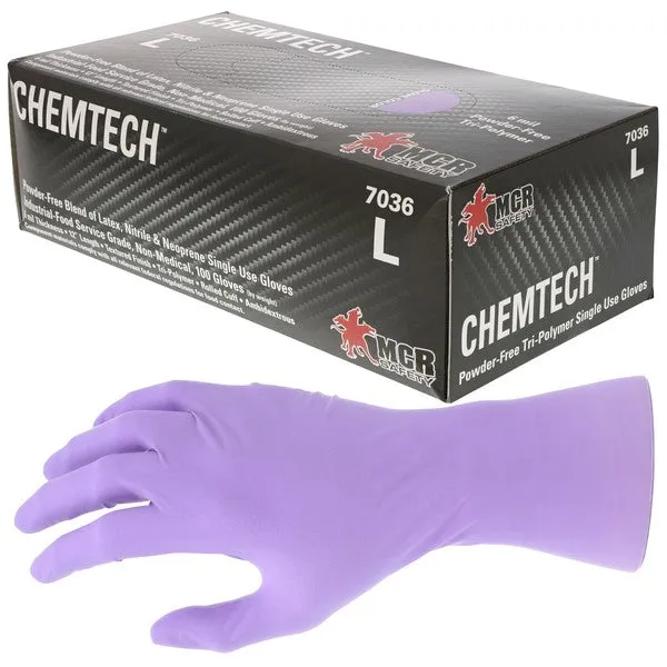 7036S MCR Safety Chem Tech Disposable Gloves, Small, Nitrile/Neoprene/Latex