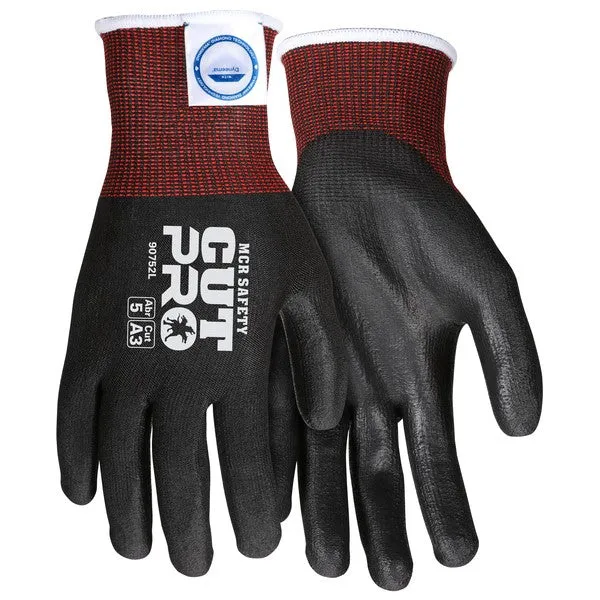 90752M MCR Safety Cut Resistant Gloves, Diamond Tech, Medium, Black, 15 ga THK