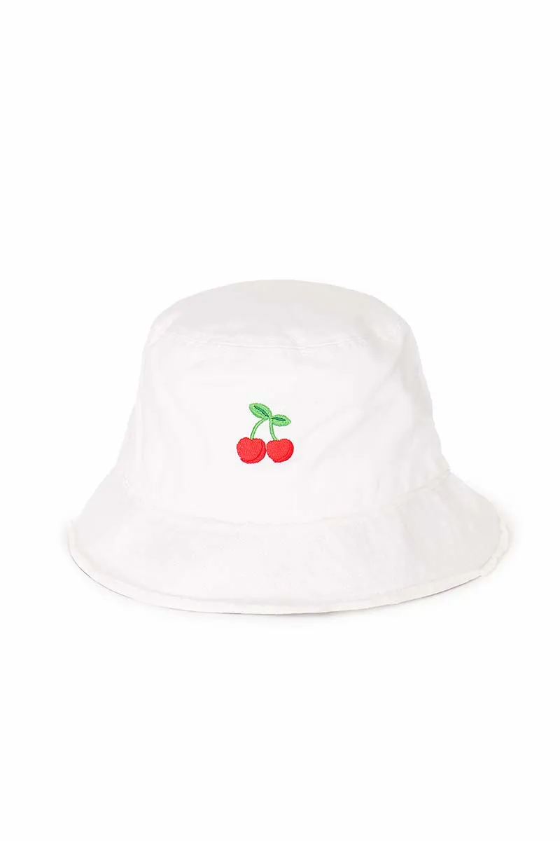 ABU1828 - Cherry Embroidered Distressed Edge Bucket Hat