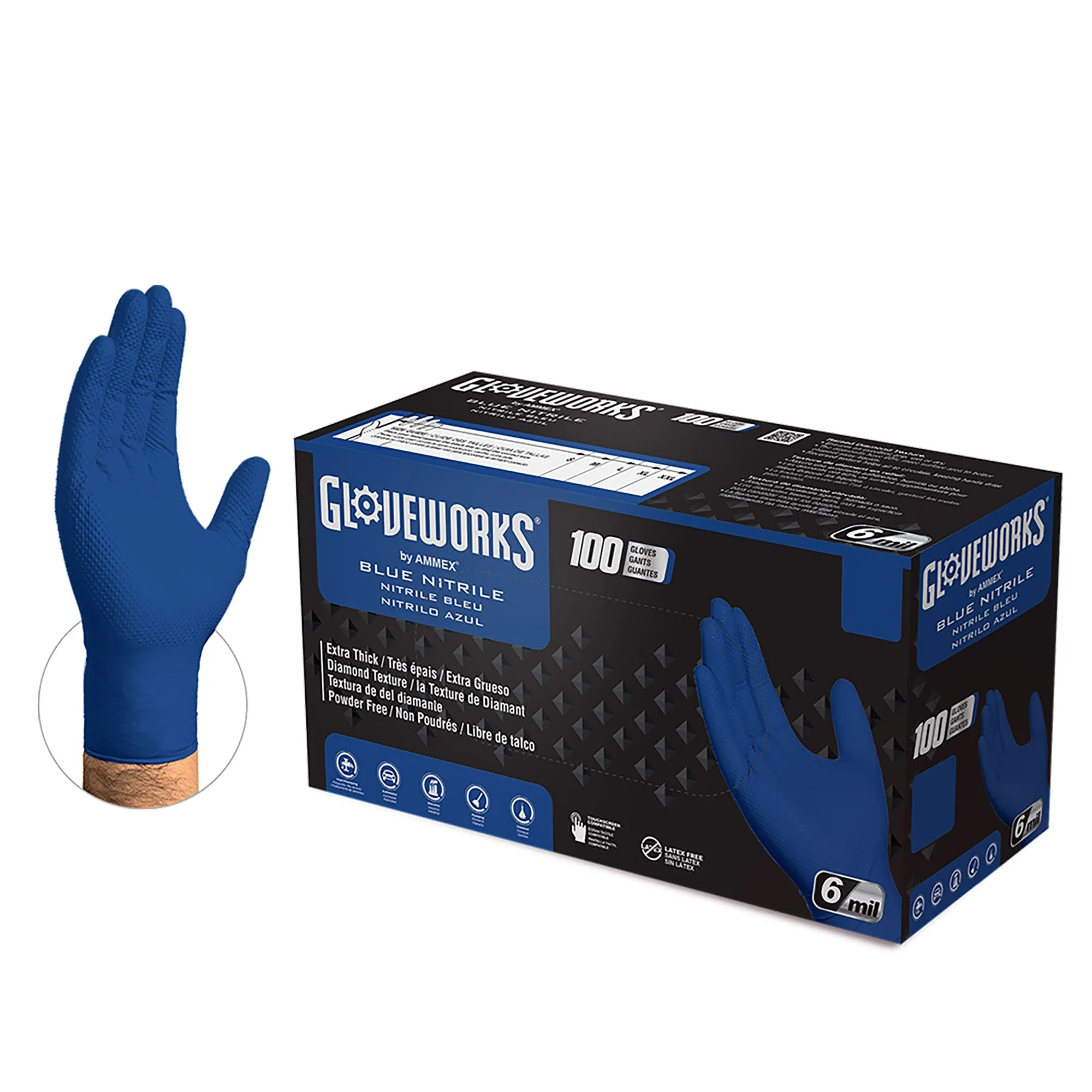 AMMEX® Gloveworks® Heavy Duty Royal Blue Nitrile Gloves