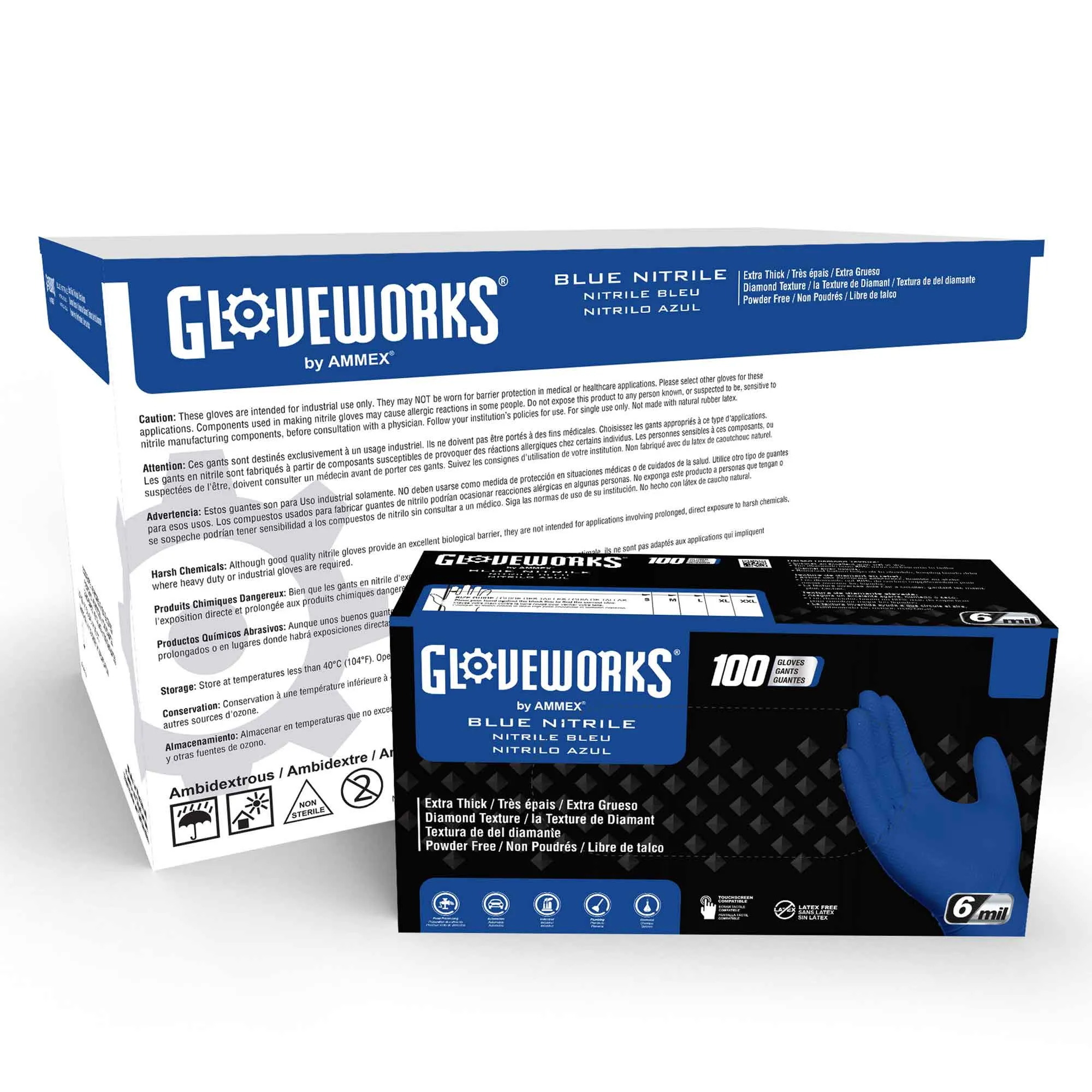 AMMEX® Gloveworks® Heavy Duty Royal Blue Nitrile Gloves