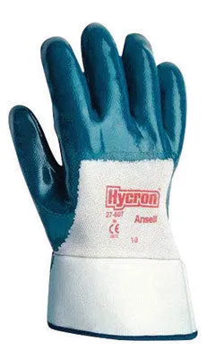 Ansell Size 8 Hycron Heavy Duty Multi-Purpose Cut And Abrasion Resistant Blue Nitrile Palm Coated Work Gloves With Jersey Liner And Knit Wrist