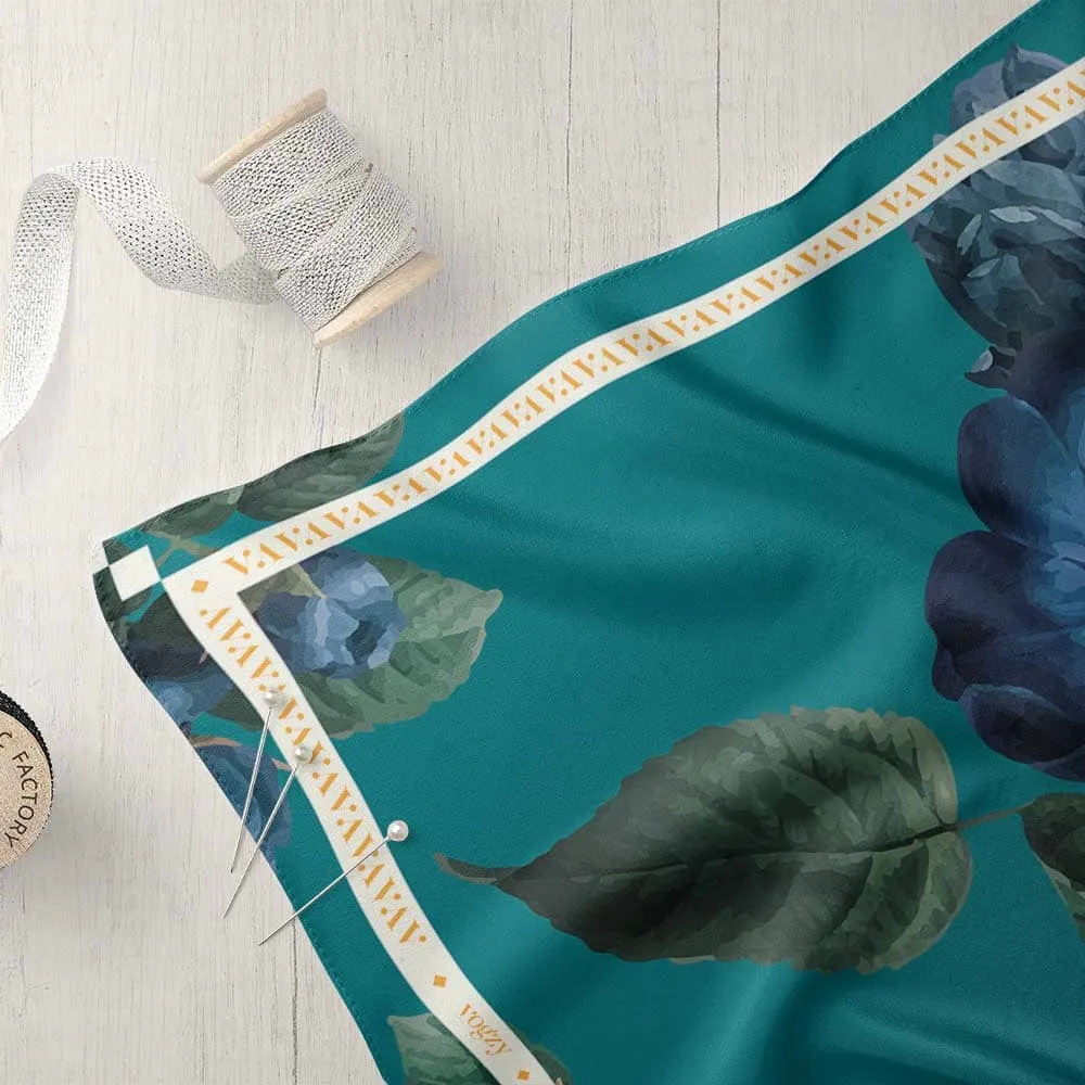 Aqua Green Flower Digital Print Ultra Muslin Scarf