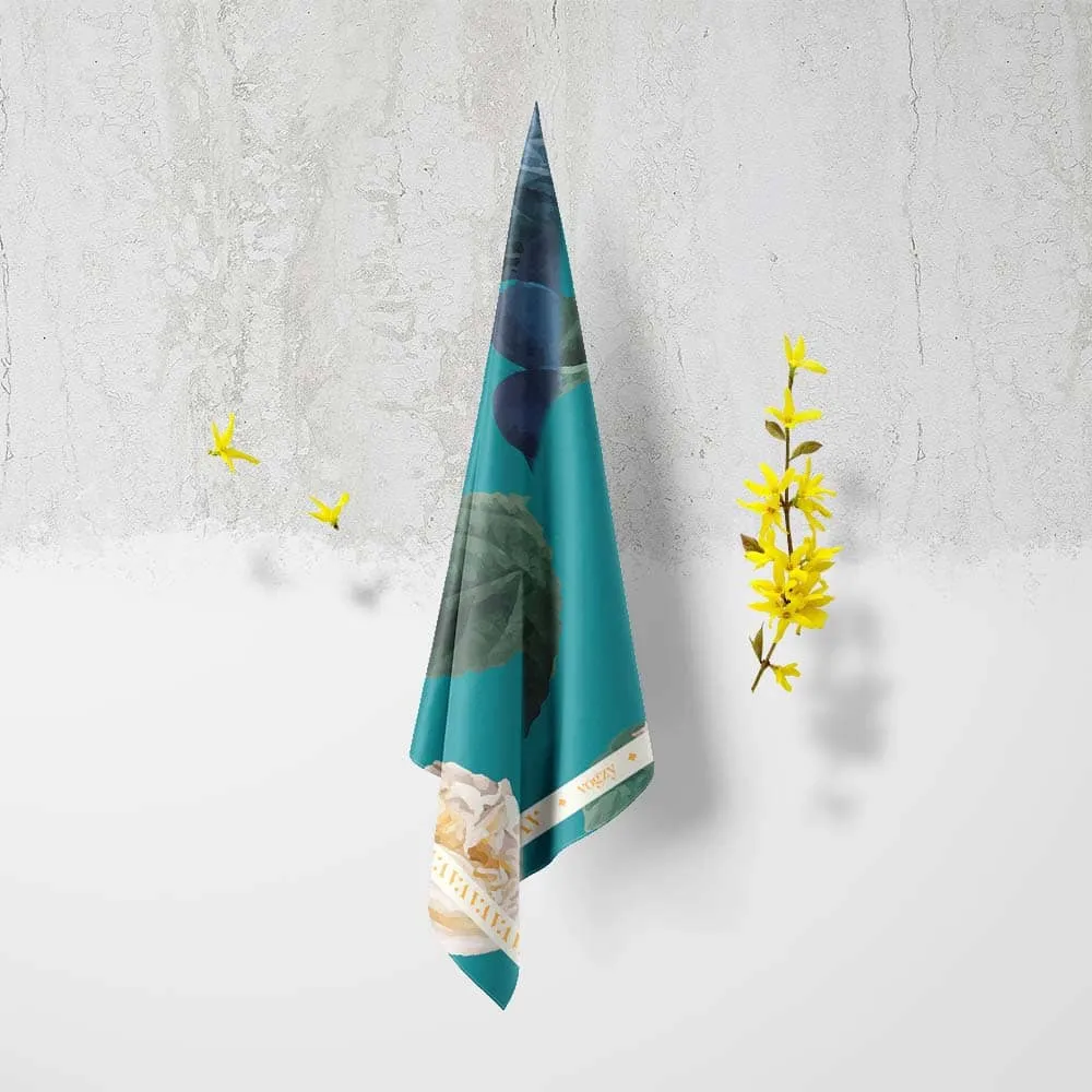 Aqua Green Flower Digital Print Ultra Muslin Scarf