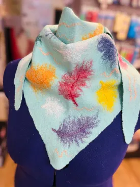 Blue Feather Triangle Scarf