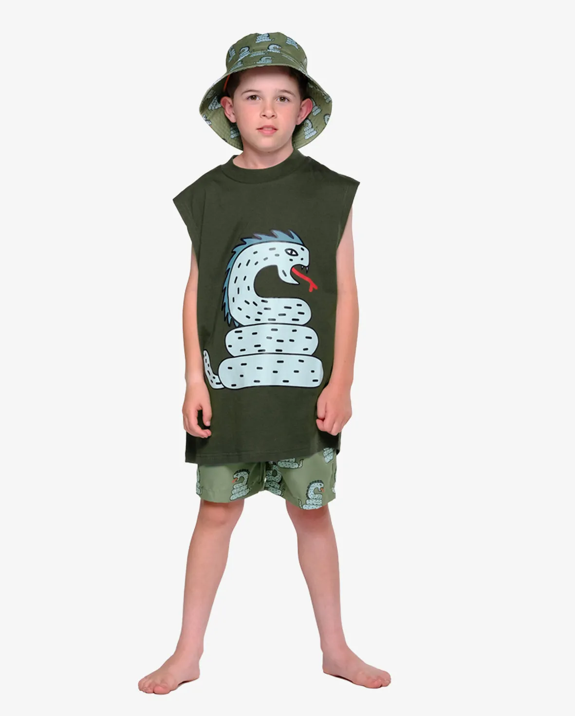 BOB Dino Snake Bucket Hat - Moss Green