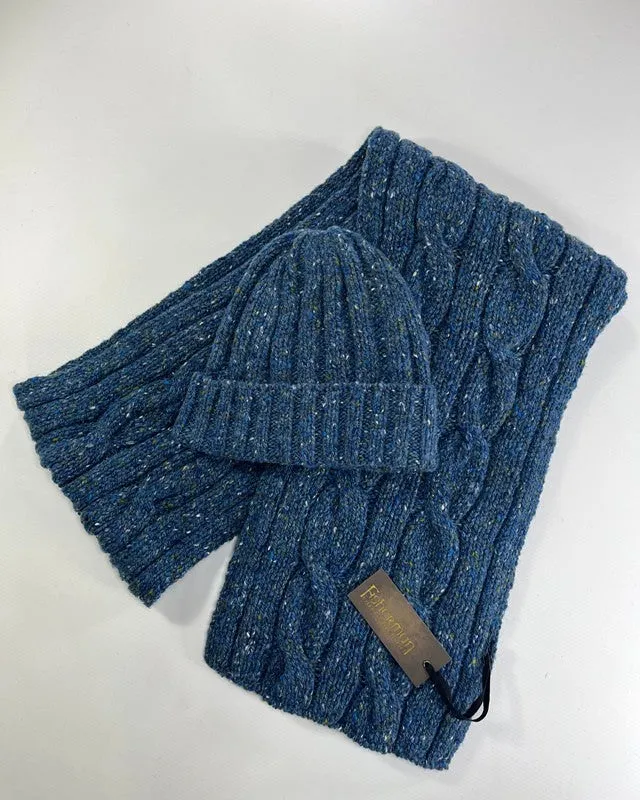 Cable and Rib Scarf – Denim - Fisherman Out of Ireland