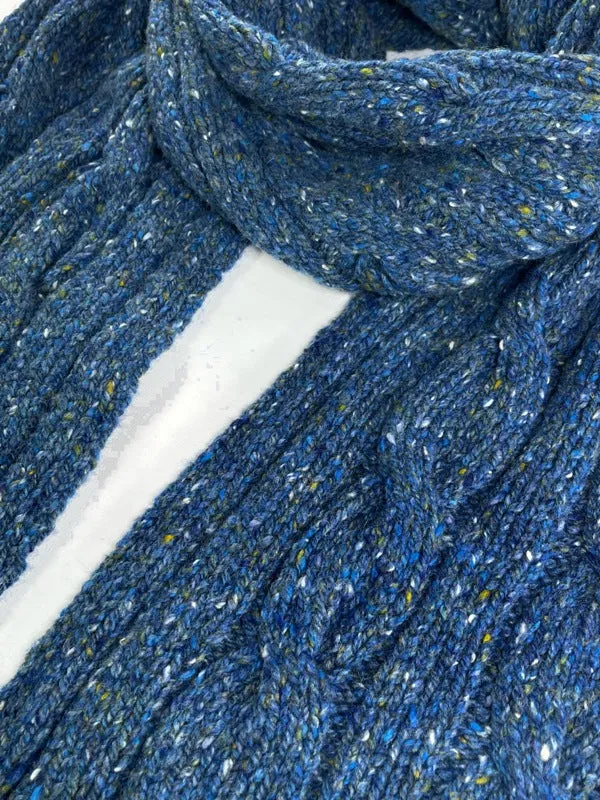 Cable and Rib Scarf – Denim - Fisherman Out of Ireland