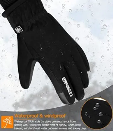 Cevapro -30℉ Waterproof Winter Gloves Suede 3M Insulated Gloves for Men Women Cold Weather Running Hiking Skiing