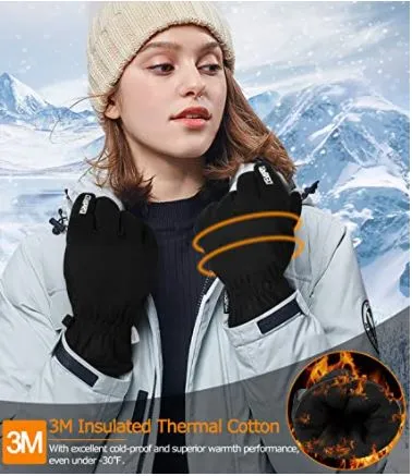 Cevapro -30℉ Waterproof Winter Gloves Suede 3M Insulated Gloves for Men Women Cold Weather Running Hiking Skiing