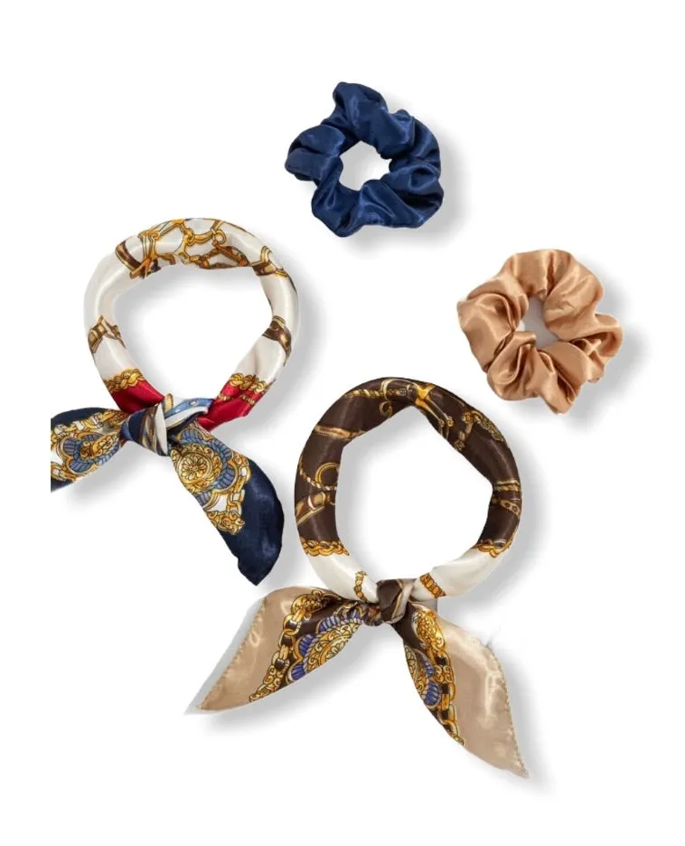 Chain Print Scrunchie Scarf set of 2