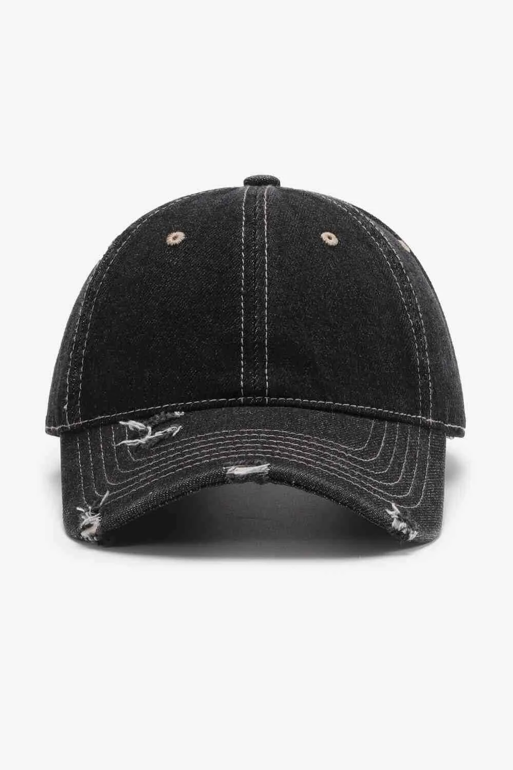 Distressed Cotton Baseball Cap - Adjustable Fit