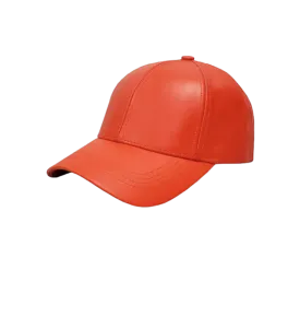 Emstate Orange Men's Genuine Cowhind Leather Adjustable Baseball Cap