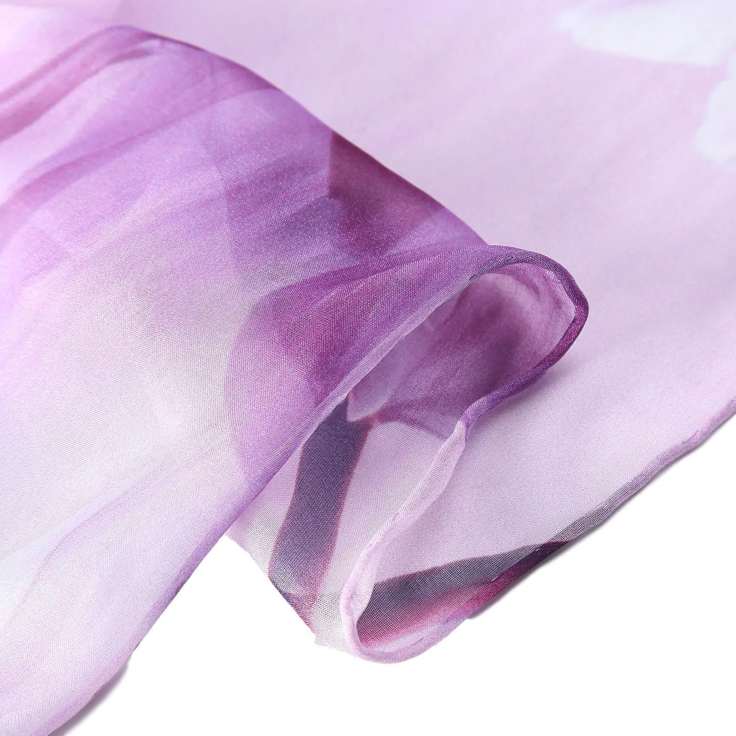 Extra Wide High Quality Silk Chiffon Scarf Purple Theme Floral Print SCH510