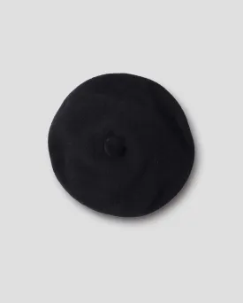 FELTED POM POM BERET / BLACK