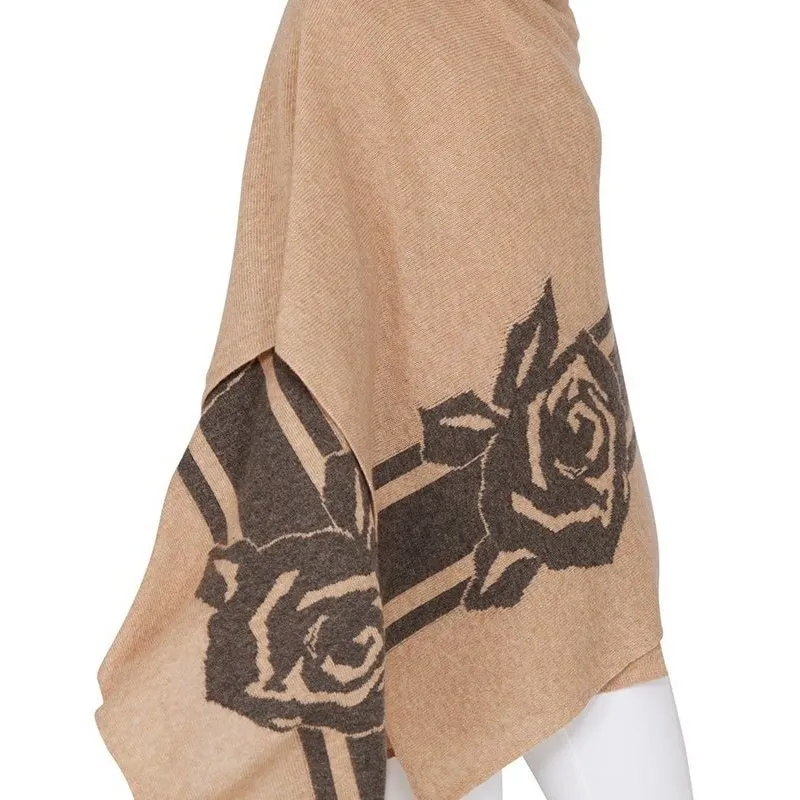 Flower Cashmere Wrap Scarf | Camel