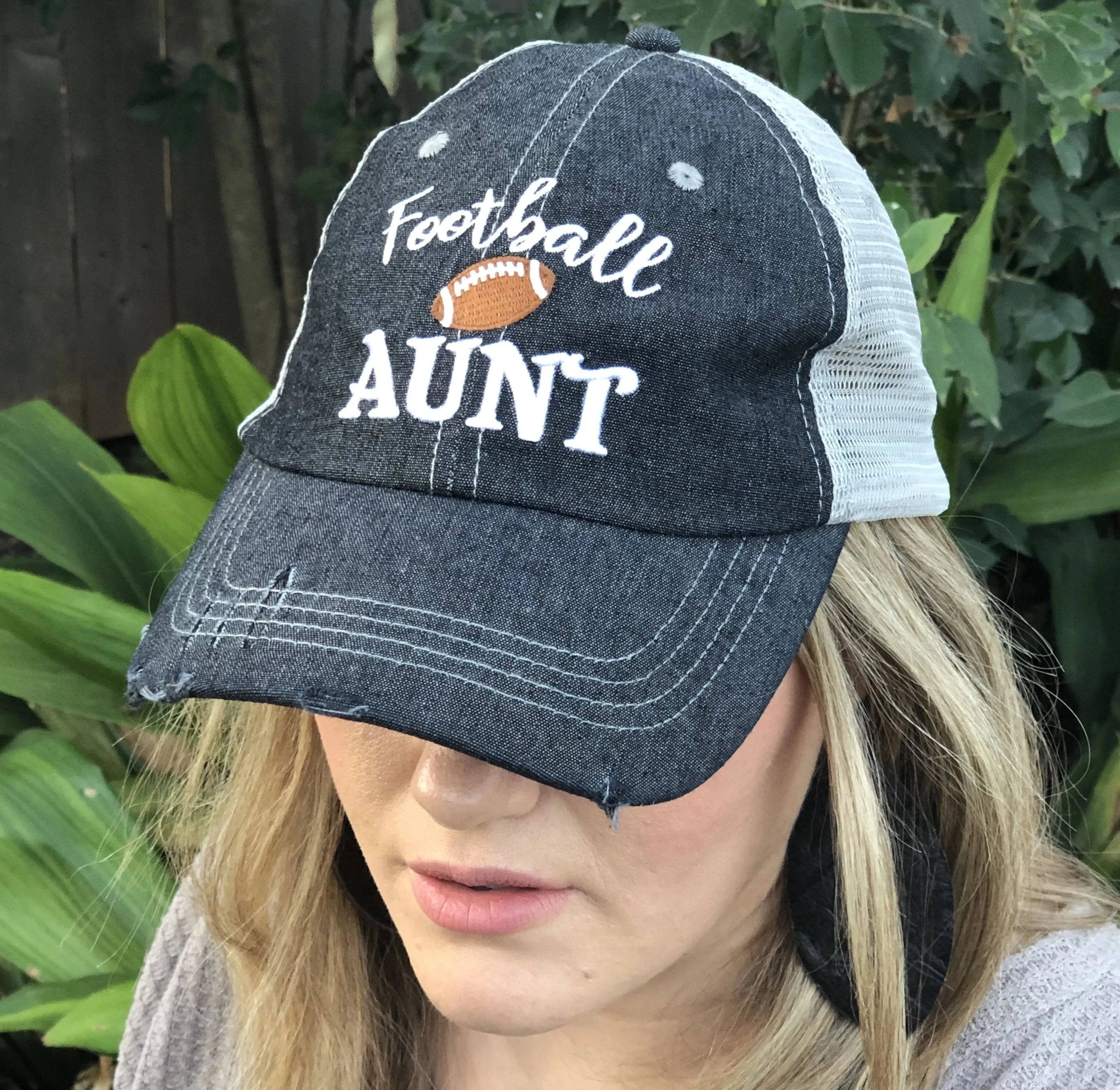 Football Aunt Mesh Embroidered MESH Hat Trucker Hat Cap