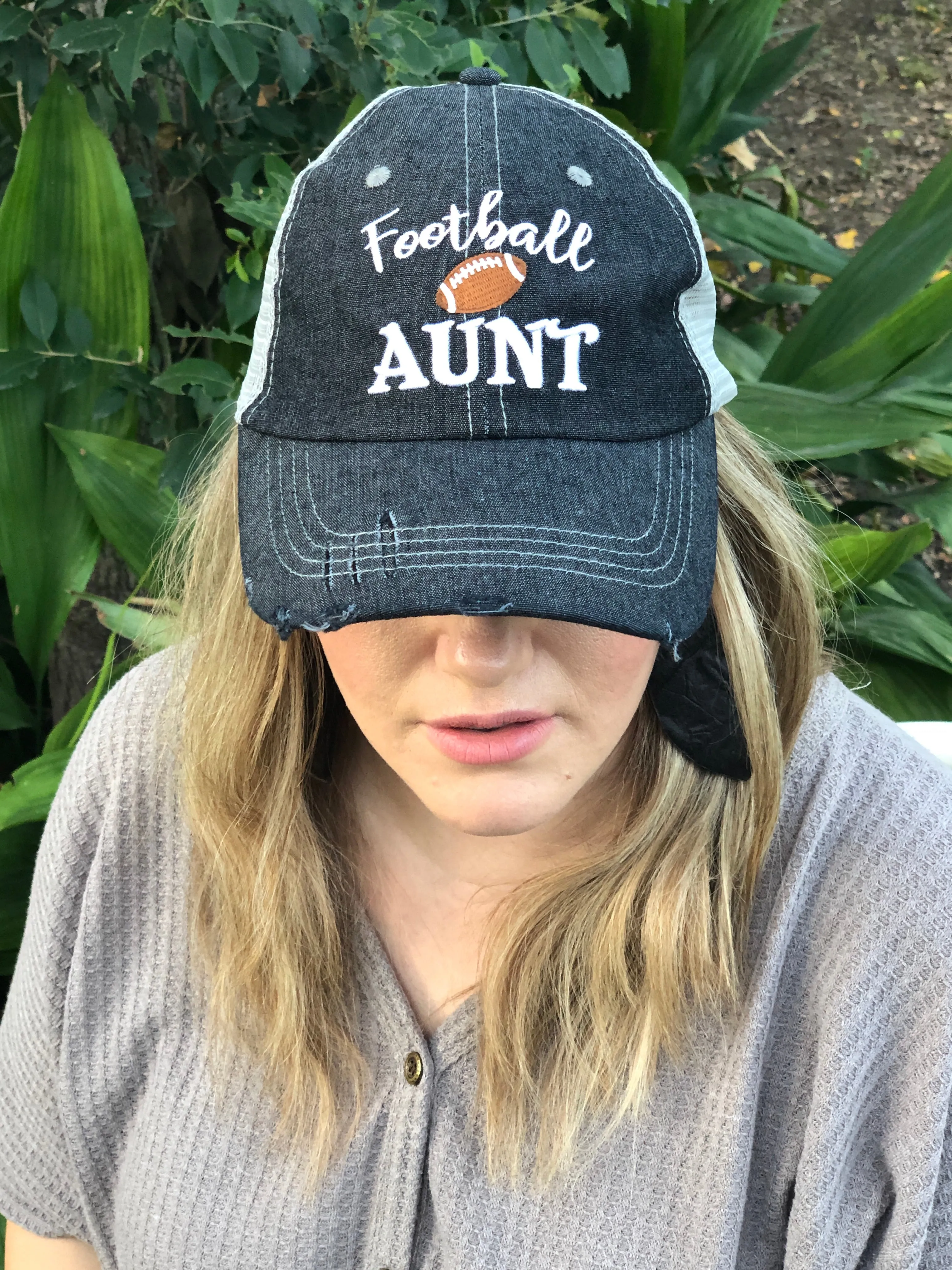 Football Aunt Mesh Embroidered MESH Hat Trucker Hat Cap