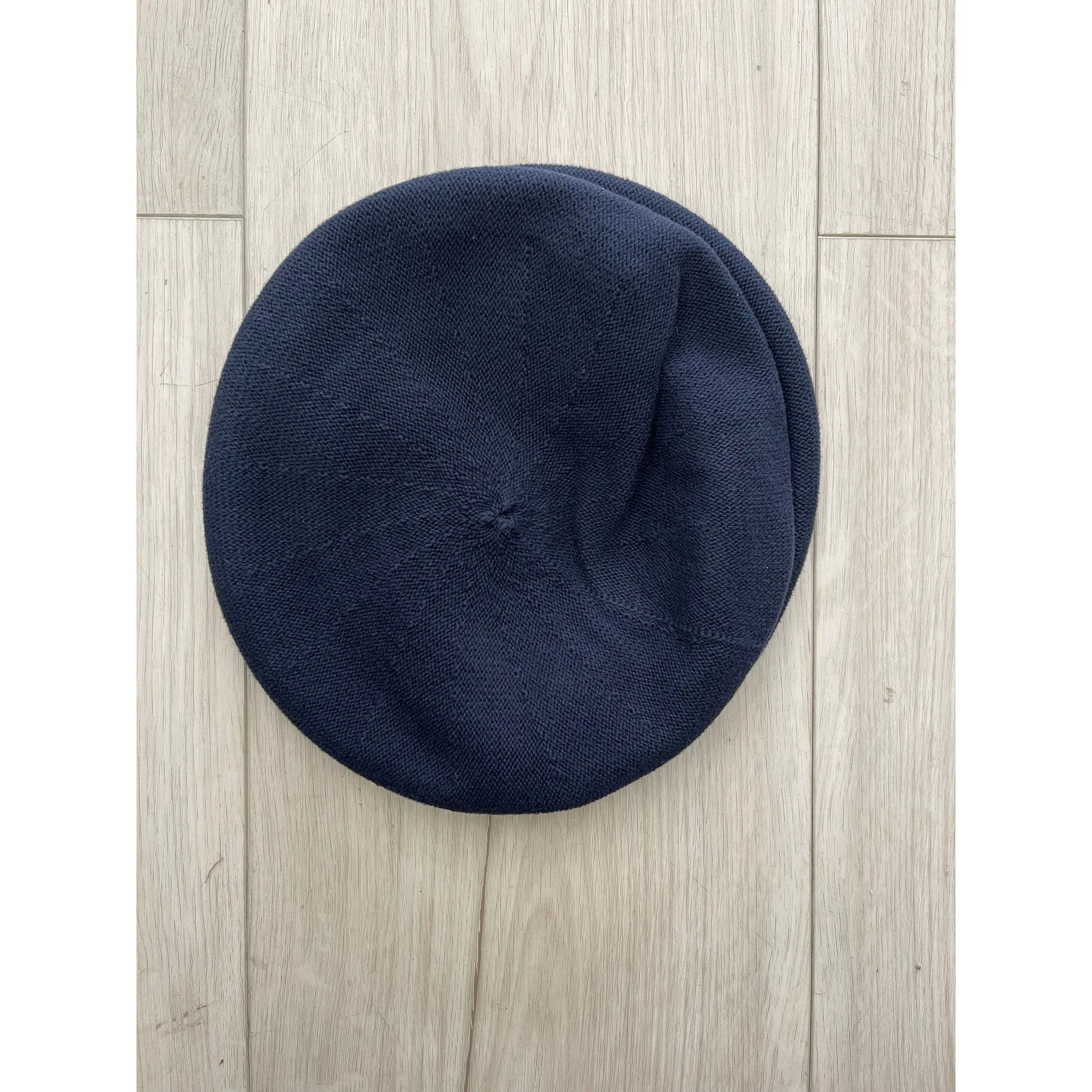 Front Pleated Cotton Beret - Navy