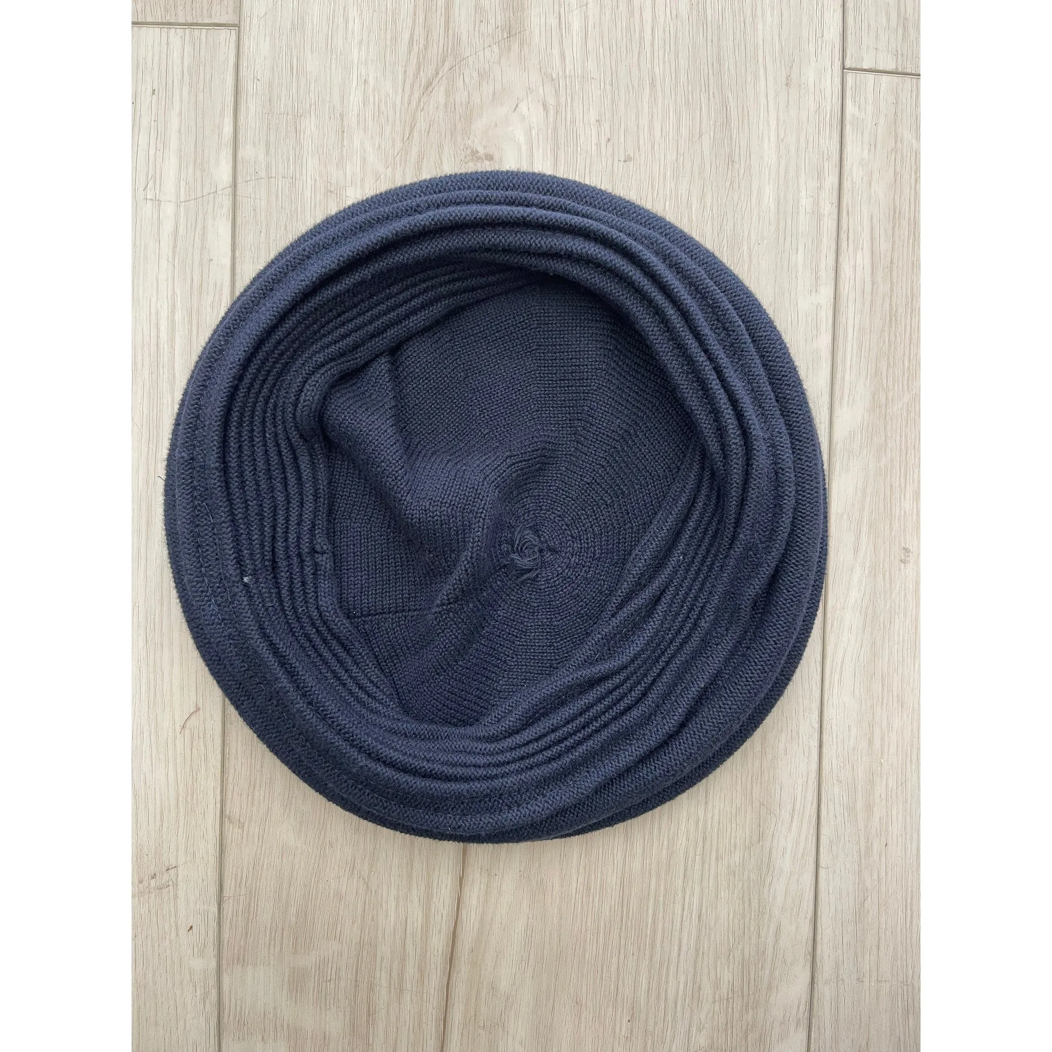 Front Pleated Cotton Beret - Navy