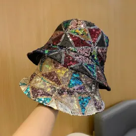 Geometric Design Sequin Bucket Hat