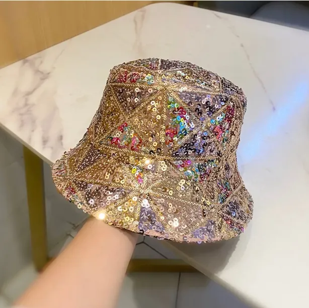 Geometric Design Sequin Bucket Hat