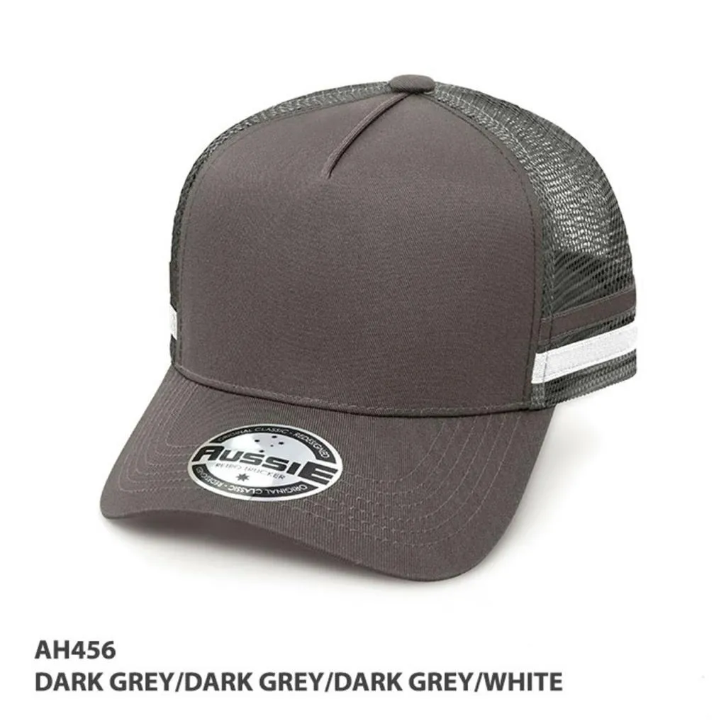 Grace Collection AH456 A-Frame Striped Trucker Cap w/ Logo - QTY 250