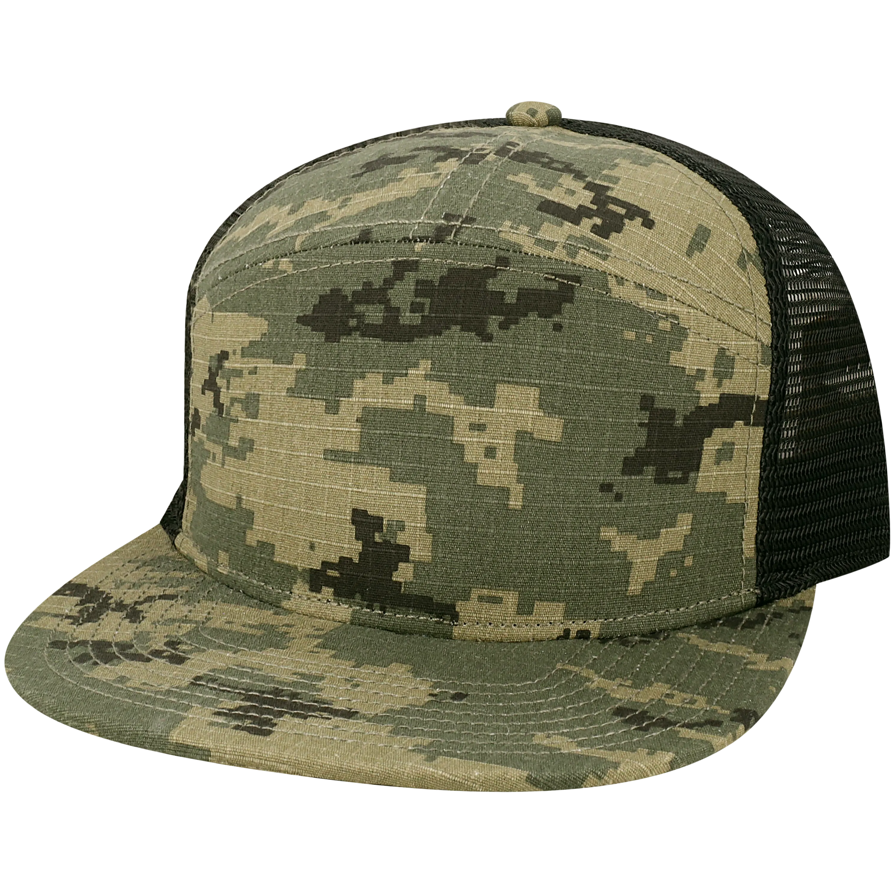 H7FB Hopback 7-Panel Flat Brim Trucker Hat