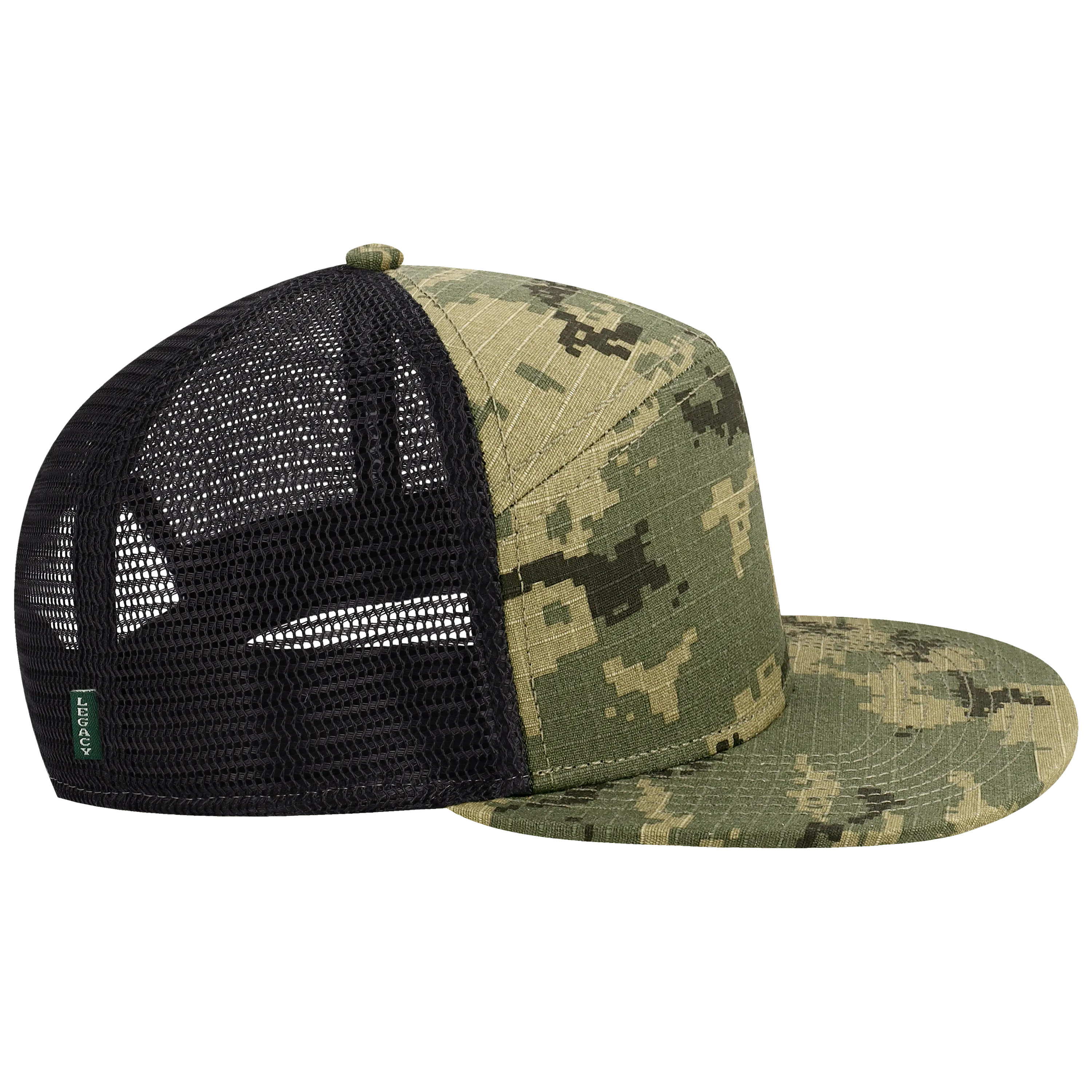 H7FB Hopback 7-Panel Flat Brim Trucker Hat