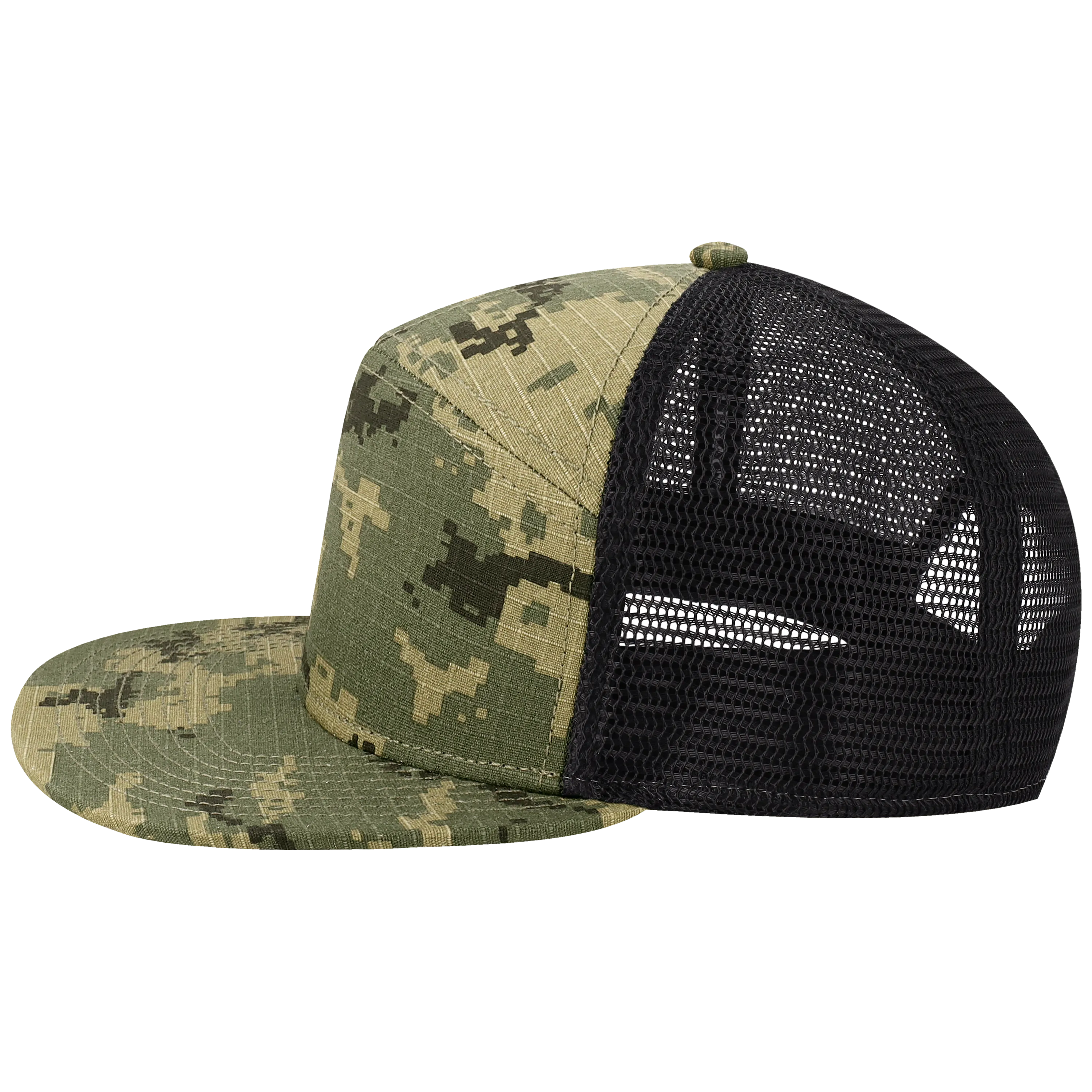 H7FB Hopback 7-Panel Flat Brim Trucker Hat