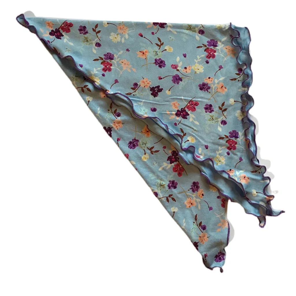 Helen Floral Cancer Scarf Bandana Cornflower Blue