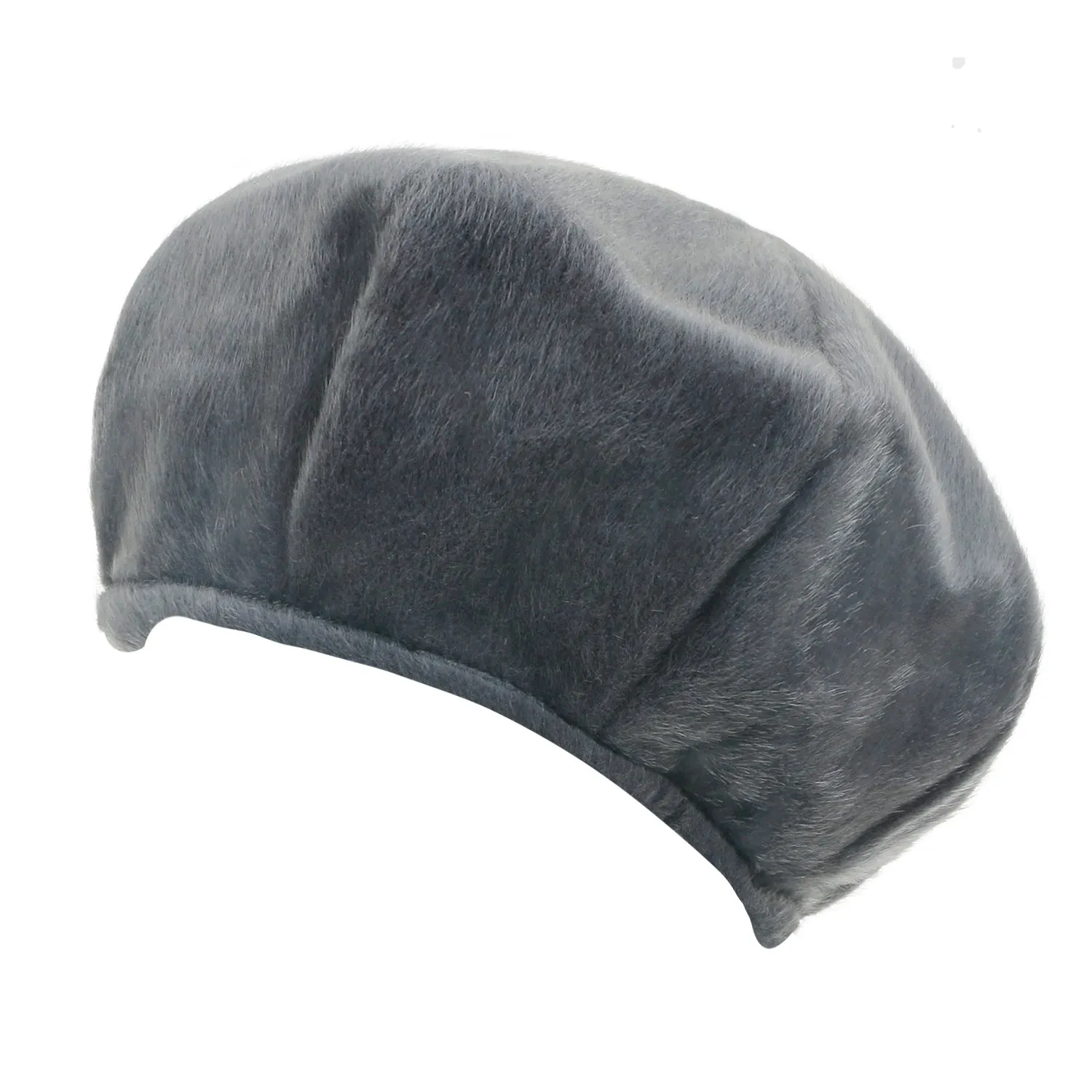 ililily Solid Color Faux Fur 8 Panel French Beret Artist Flat Winter Hat