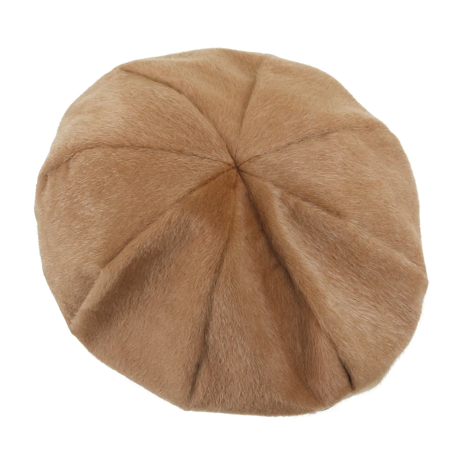 ililily Solid Color Faux Fur 8 Panel French Beret Artist Flat Winter Hat