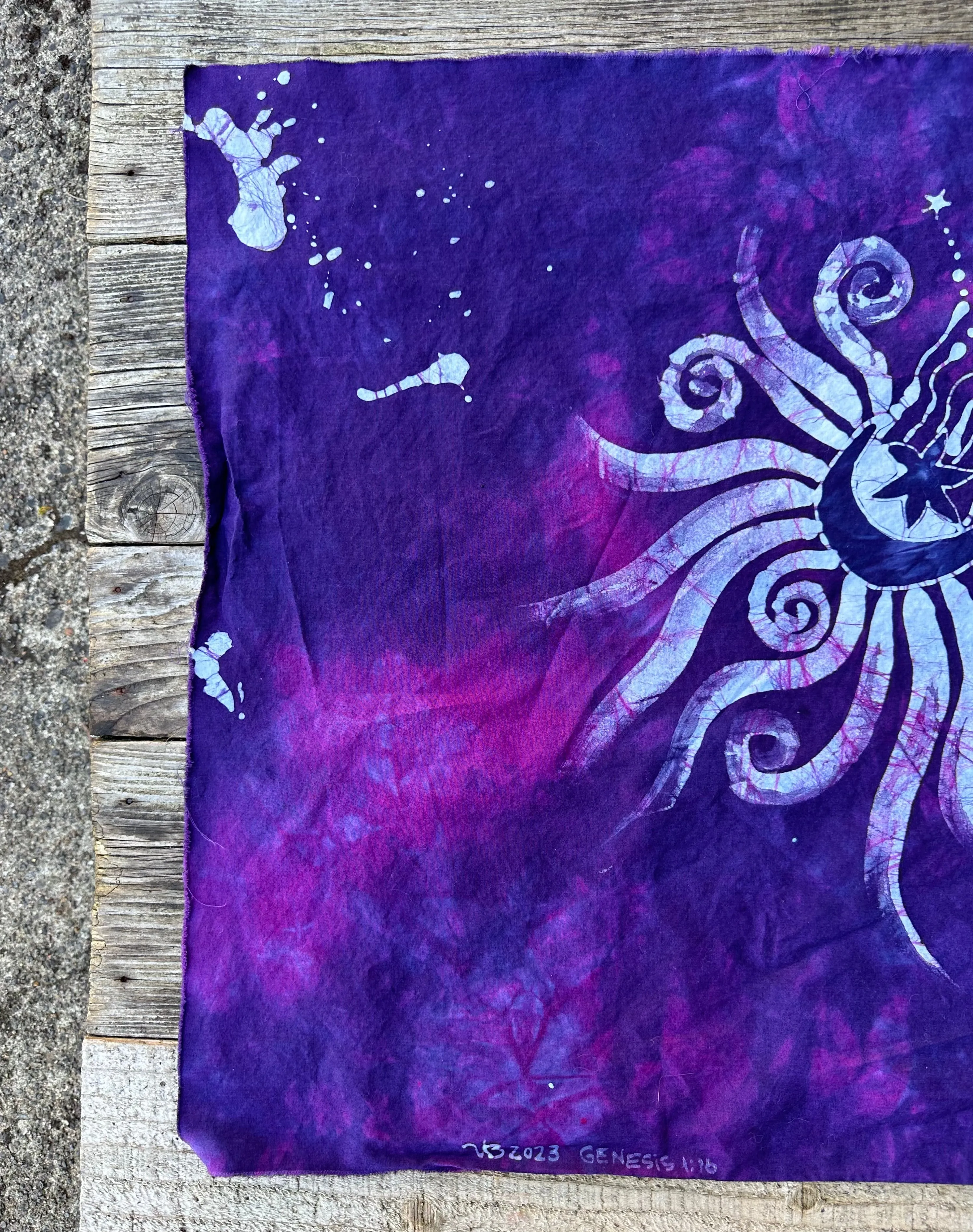 Imperfect Moon Batik Cotton Fabric Bandana - bright purple