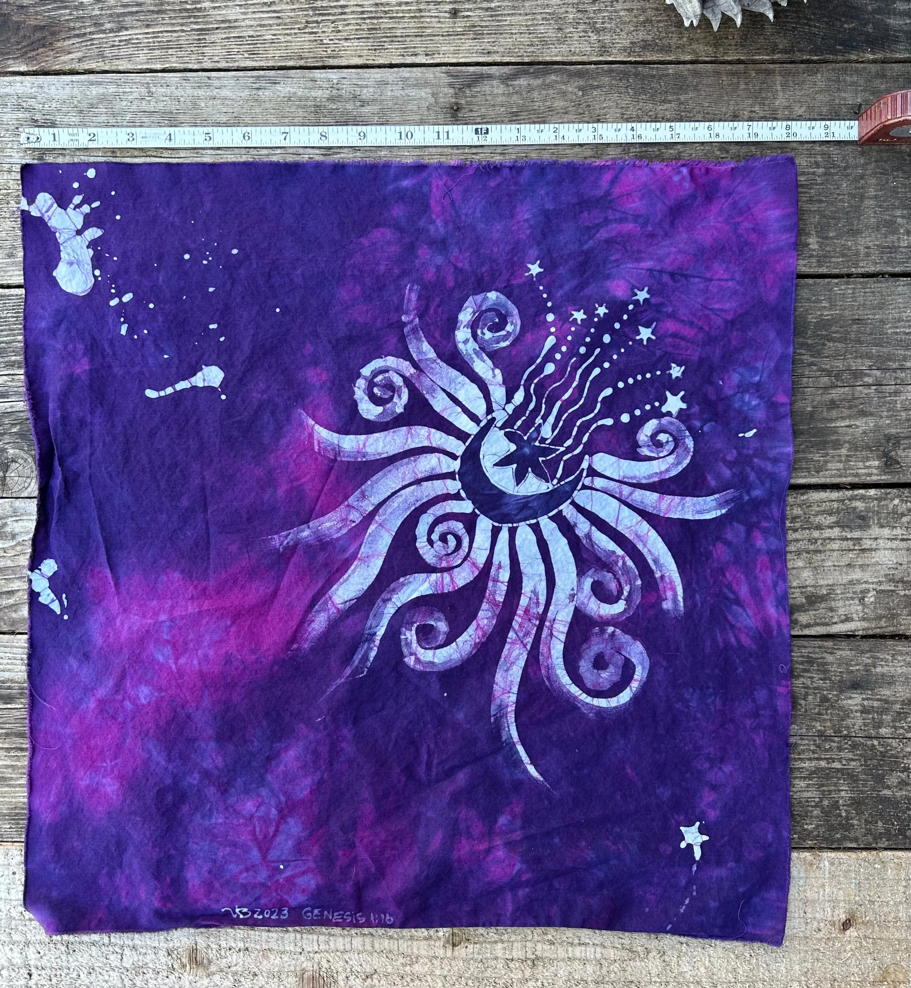 Imperfect Moon Batik Cotton Fabric Bandana - bright purple