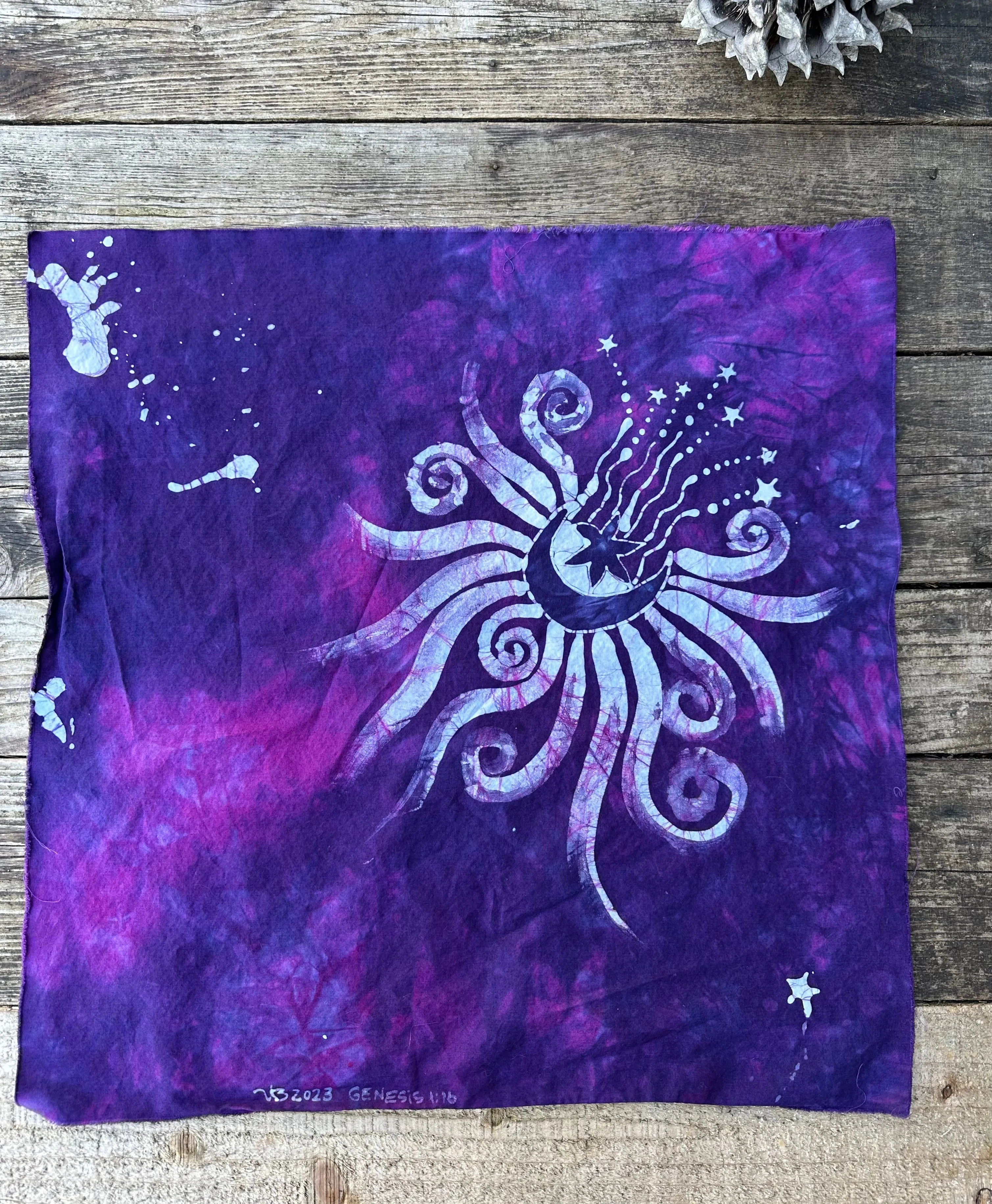 Imperfect Moon Batik Cotton Fabric Bandana - bright purple