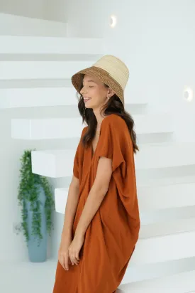 June Bucket Straw Hat in Tan trim