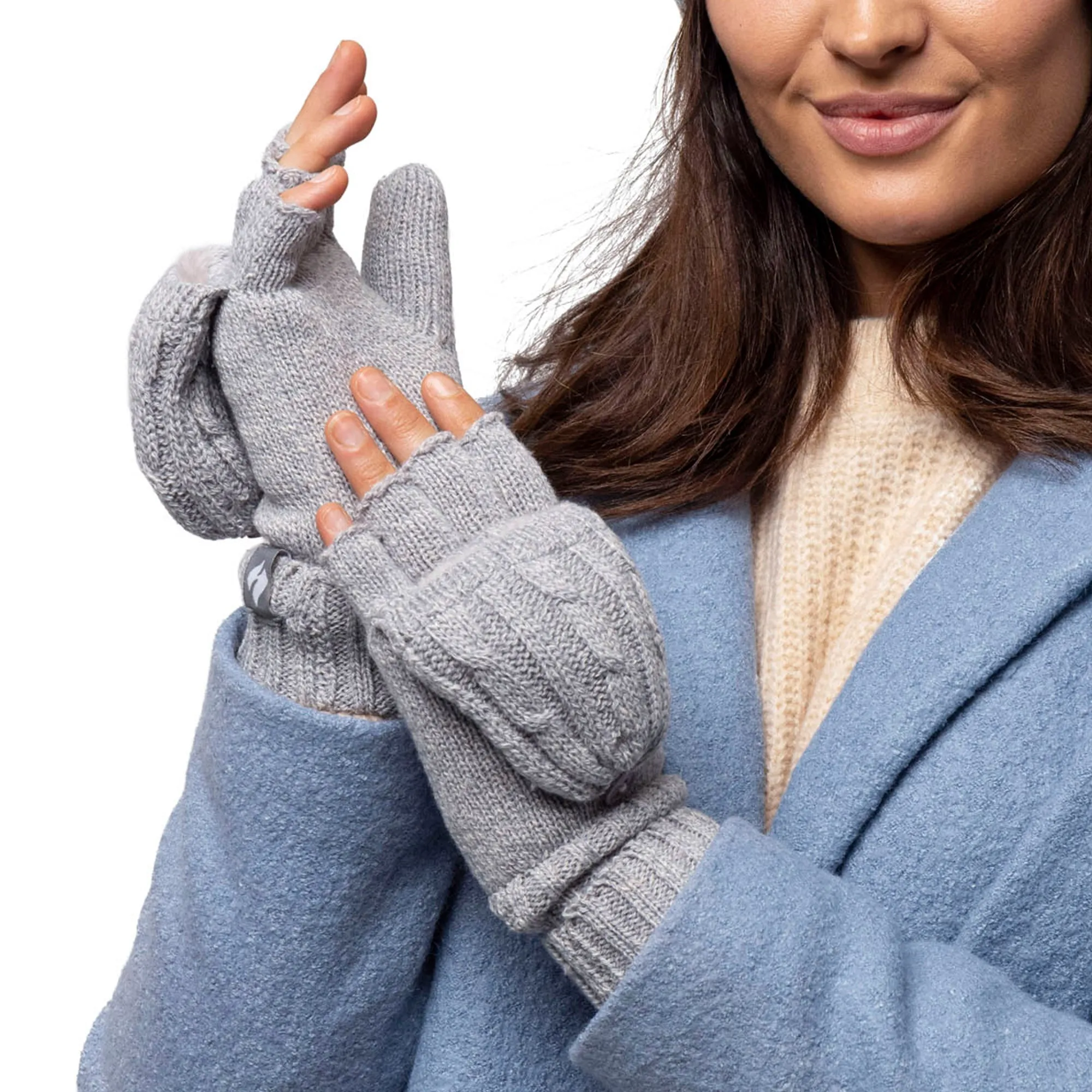 Ladies Thermal Converter Mittens - Light Grey