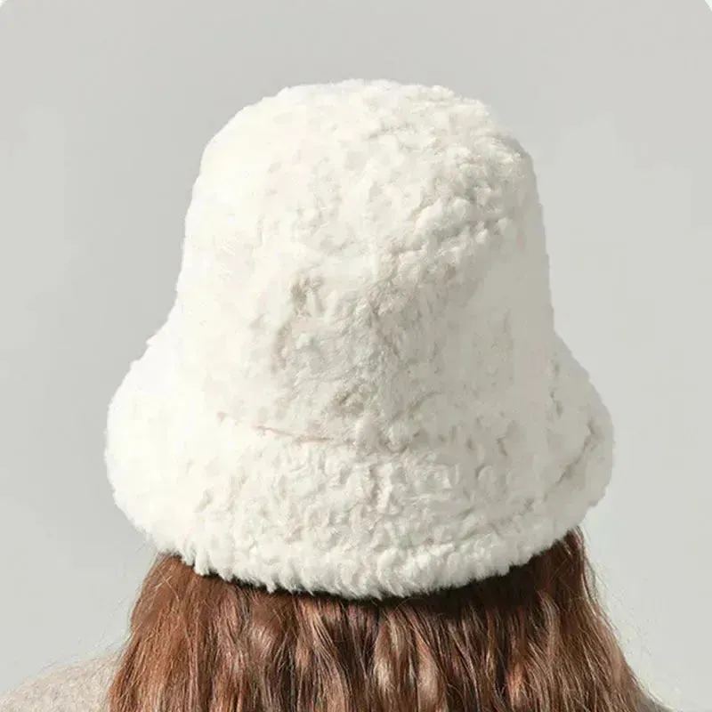 Lambswool Fisherman Sherpa Fleece Hat Winter Warm Fashionable Solid Color Hats For Women