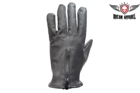 Leather Driving Gloves With Zipper & No Lining