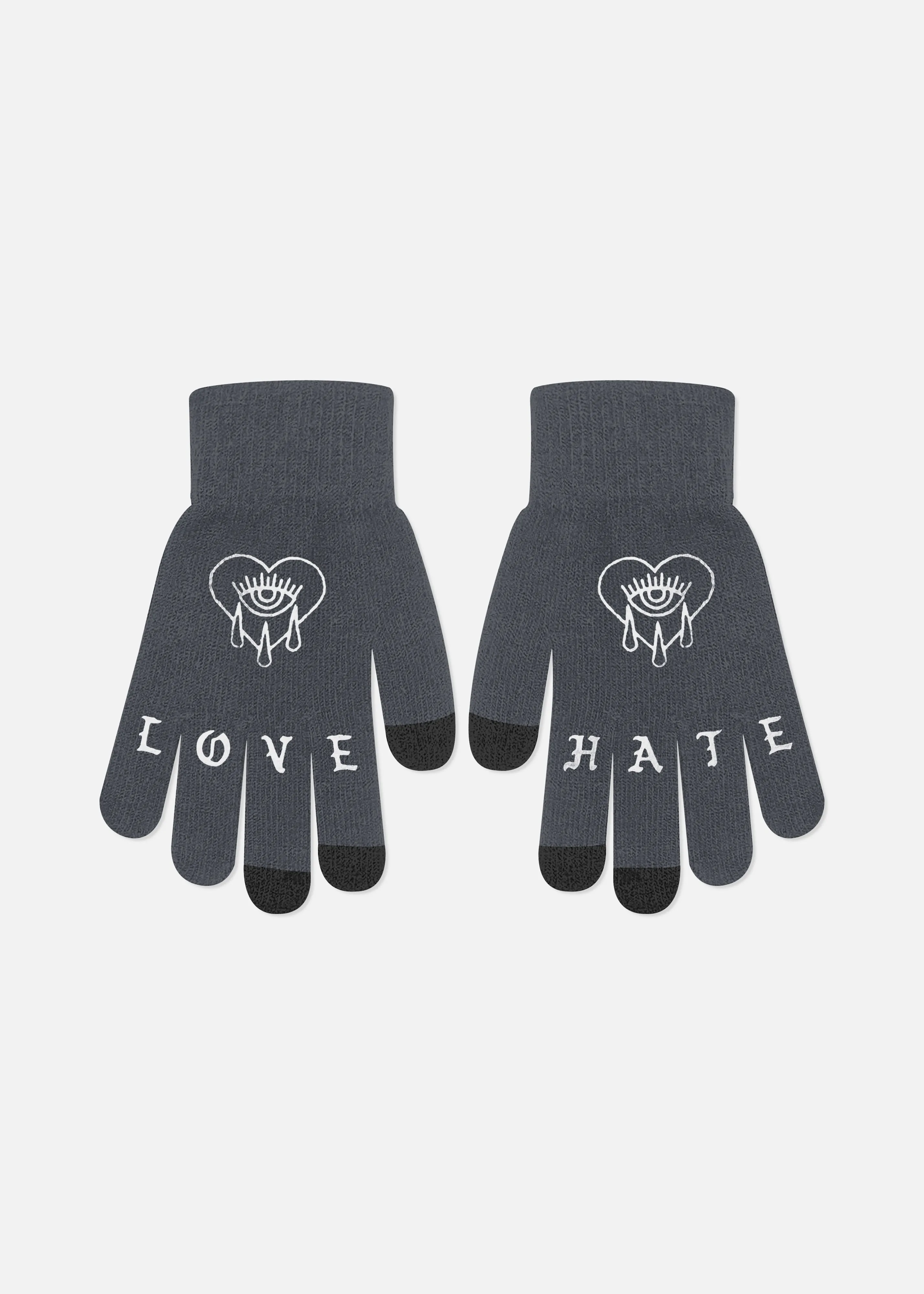 Love Hate Tattoo Gloves – Charcoal Grey