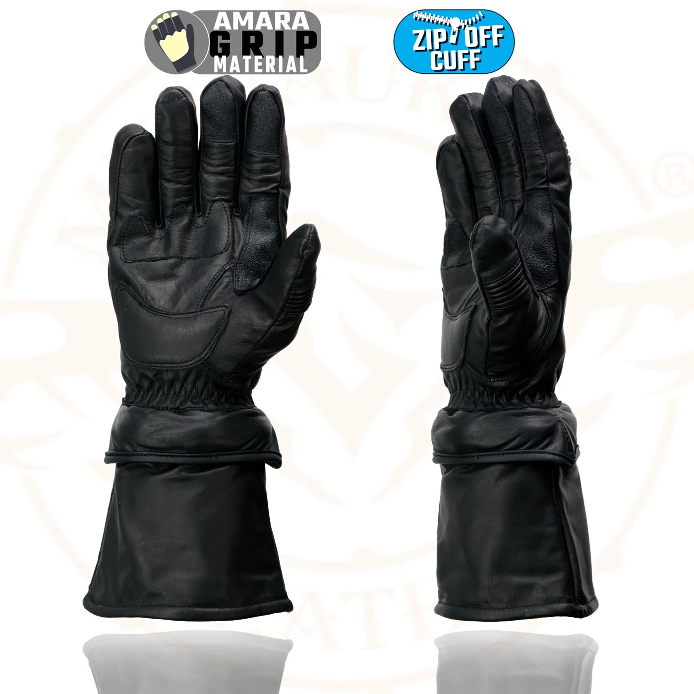 Milwaukee Leather Men's Gauntlet Motorcycle Hand Gloves-Removeable