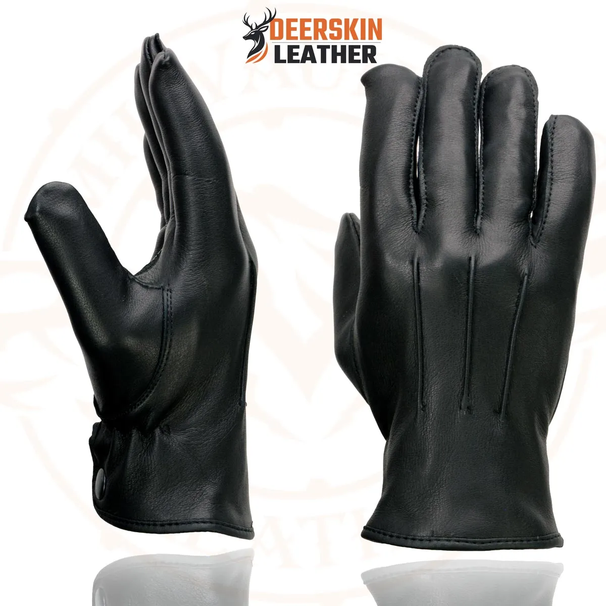 Milwaukee Leather SH875 Men's Black Thermal Lined Deerskin Motorcycle Hand Gloves W/ Snap Wrist Closure