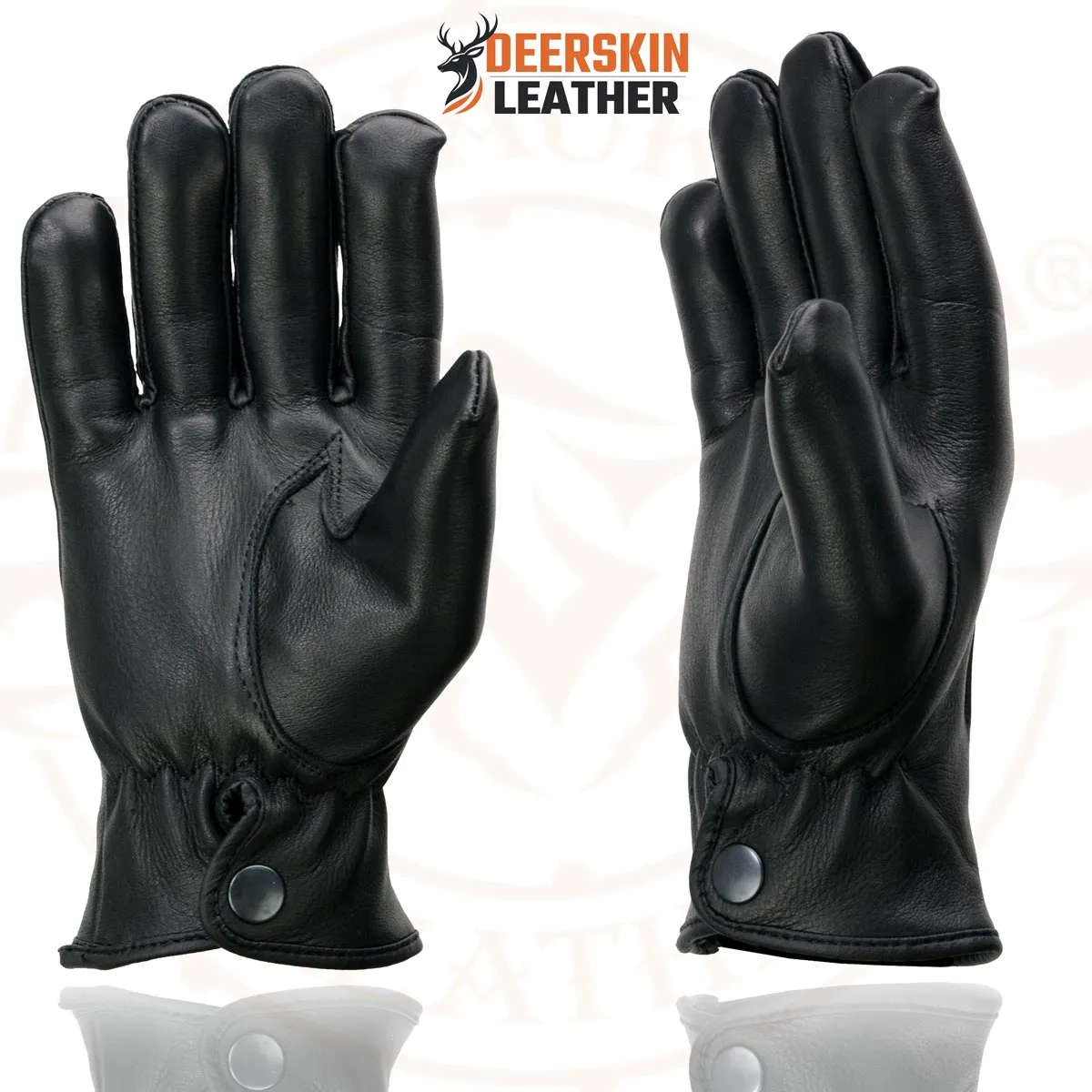 Milwaukee Leather SH875 Men's Black Thermal Lined Deerskin Motorcycle Hand Gloves W/ Snap Wrist Closure