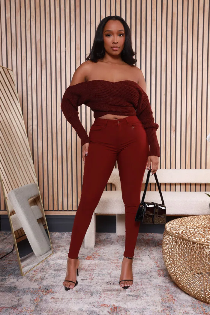 Multi Way Wrap Sweater - Burgundy