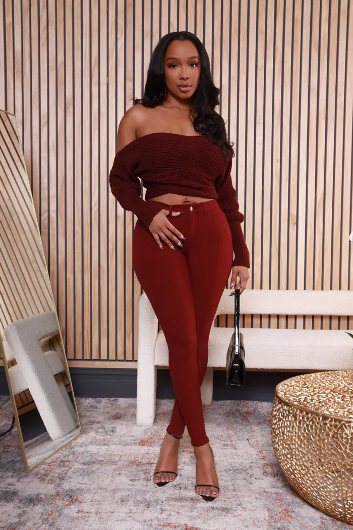 Multi Way Wrap Sweater - Burgundy