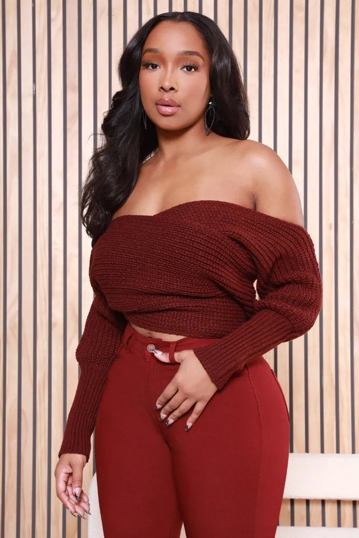 Multi Way Wrap Sweater - Burgundy