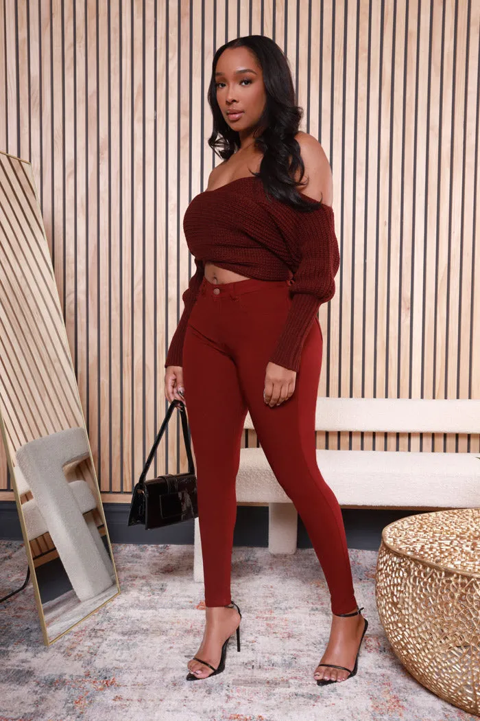 Multi Way Wrap Sweater - Burgundy