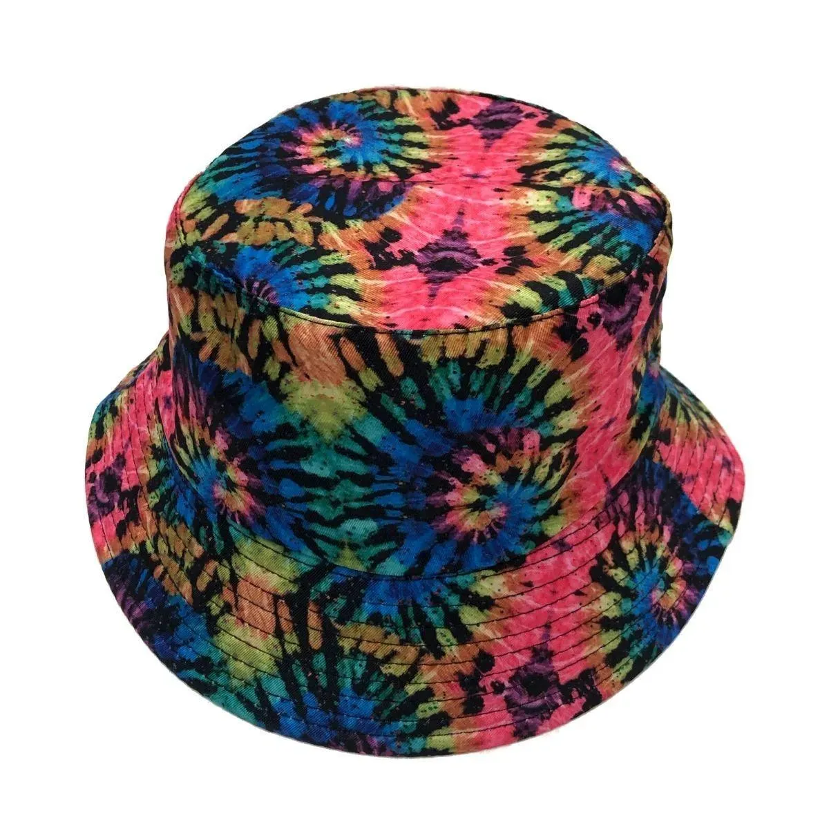 Multicolor Bucket Hat with Tie Dye Pattern, Reversible