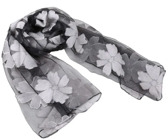 New Spring Summer Scarf Leaf Cut Flowers Scarves  Cover Up For Women Shawls